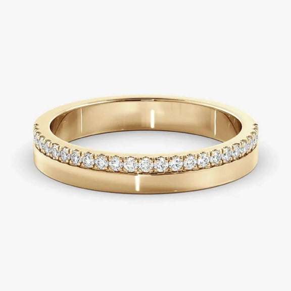 vylahjewellery Minimalist 18K Vermeil Yellow Gold Wedding Band Half Eternity Moissanite Engagement Ring Brilliant Round Diamond Anniversary Ring for Women