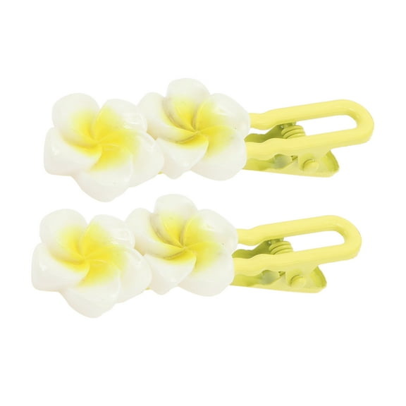 Unique Bargains 2 Pcs Grace Flower Hair Clip Hairdo Clip for Women 2.52"x0.83"x0.55" Yellow White