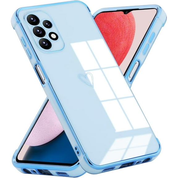 Daxi Compatible with Samsung Galaxy A13 4G Phone Case, Cute Heart Pattern Electroplated TPU Protective Case - Blue