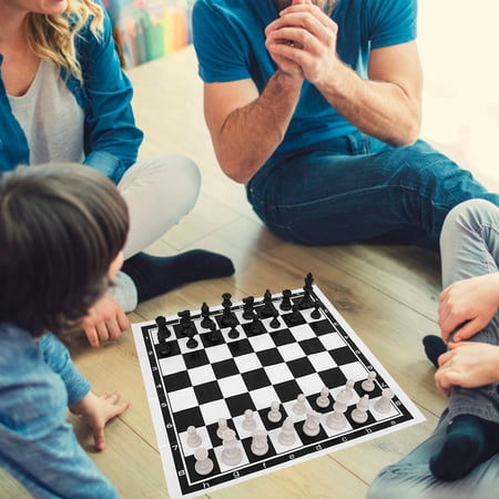 Portable Foldable Outdoor International Chess Set Black White Game Board Accessories