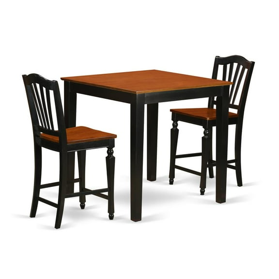 East West Furniture Pub 3-piece Wood Dining Set in Black and Cherry