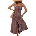 thumbnail image 3 of Women Boho Spaghetti Strap Maxi Dress Printed A Line Slit Flowy Summer Dress S, 3 of 10