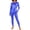 Blue, variant on IWRICH Shiny Liquid Metallic Sets for Women 2 Piece Long Sleeve T Shirts High Waist Stretch Leggings Matching Wear Casual Party Jumpsuit Silver XL