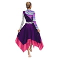 thumbnail image 2 of Aislor Women's Liturgical Praise Dance Outfits Camouflage Print Dress with Wide Leg Pants Worship Dancewear Purple S, 2 of 7