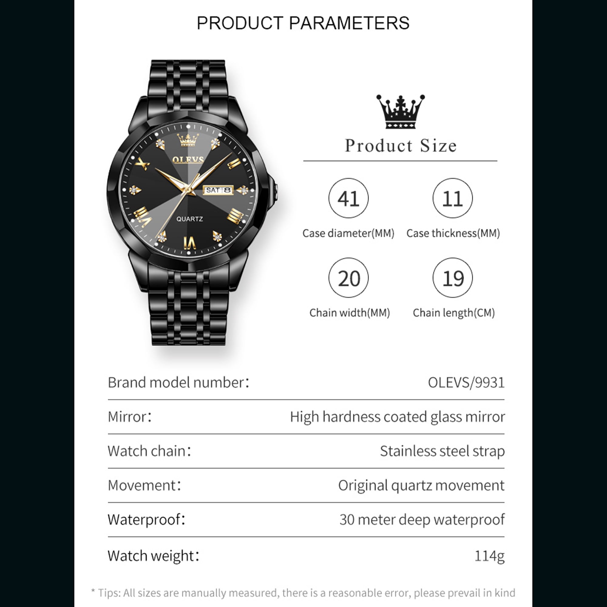 OLEVS Watches for Men Business Dress Analog Quartz Two Tone Gold Plated Stainless Steel Classic Waterproof Luminous Date Casual Mens Wrist Watches Reloj Para Hombre