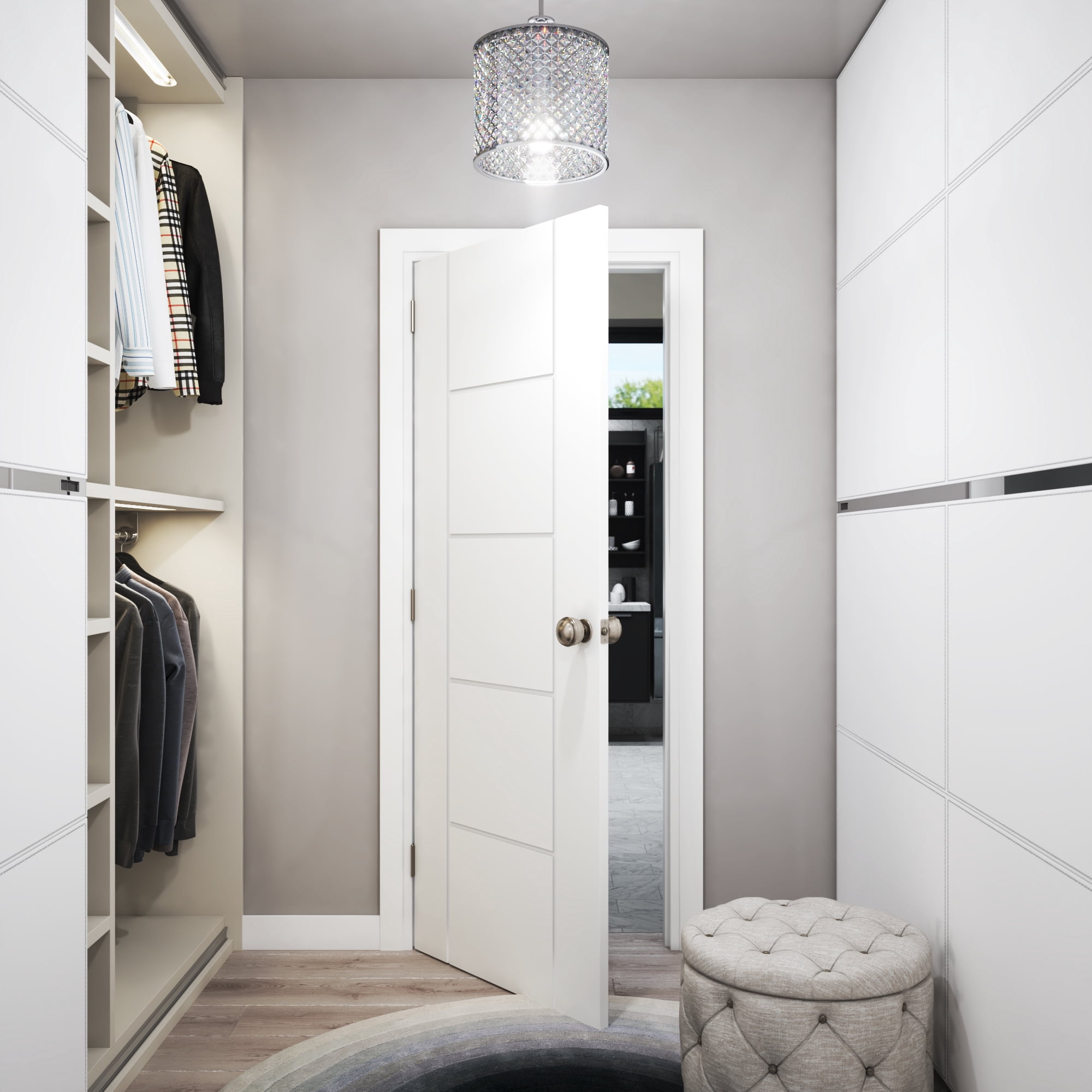 EightDoors 80" x 32" x 1-3/8" Semi-Solid White Prefinished Core Flush Wood MDF Interior Slab Door (Portland)