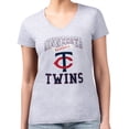 thumbnail image 4 of Women's G-III 4Her by Carl Banks Heather Gray Minnesota Twins Super-Slim Fit Lightweight Team Logo Graphic V-Neck, 4 of 5