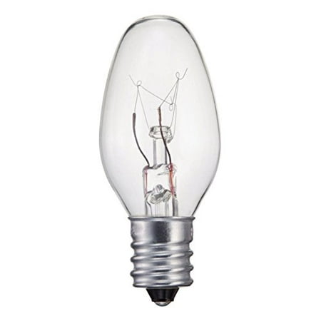 - Pack Of 10 7C7 7-watt C7 Incandescent Night Light Bulb, Clear, Candelabra (E12) Base Replacement Light Bulbs for Electric Candle Lamps