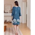 thumbnail image 4 of Ekouaer Zipper Robes for Women 3/4 Sleeves Housecoat Soft Nightgowns Sleepwear Floral Print House Dresses with Pockets, 4 of 5
