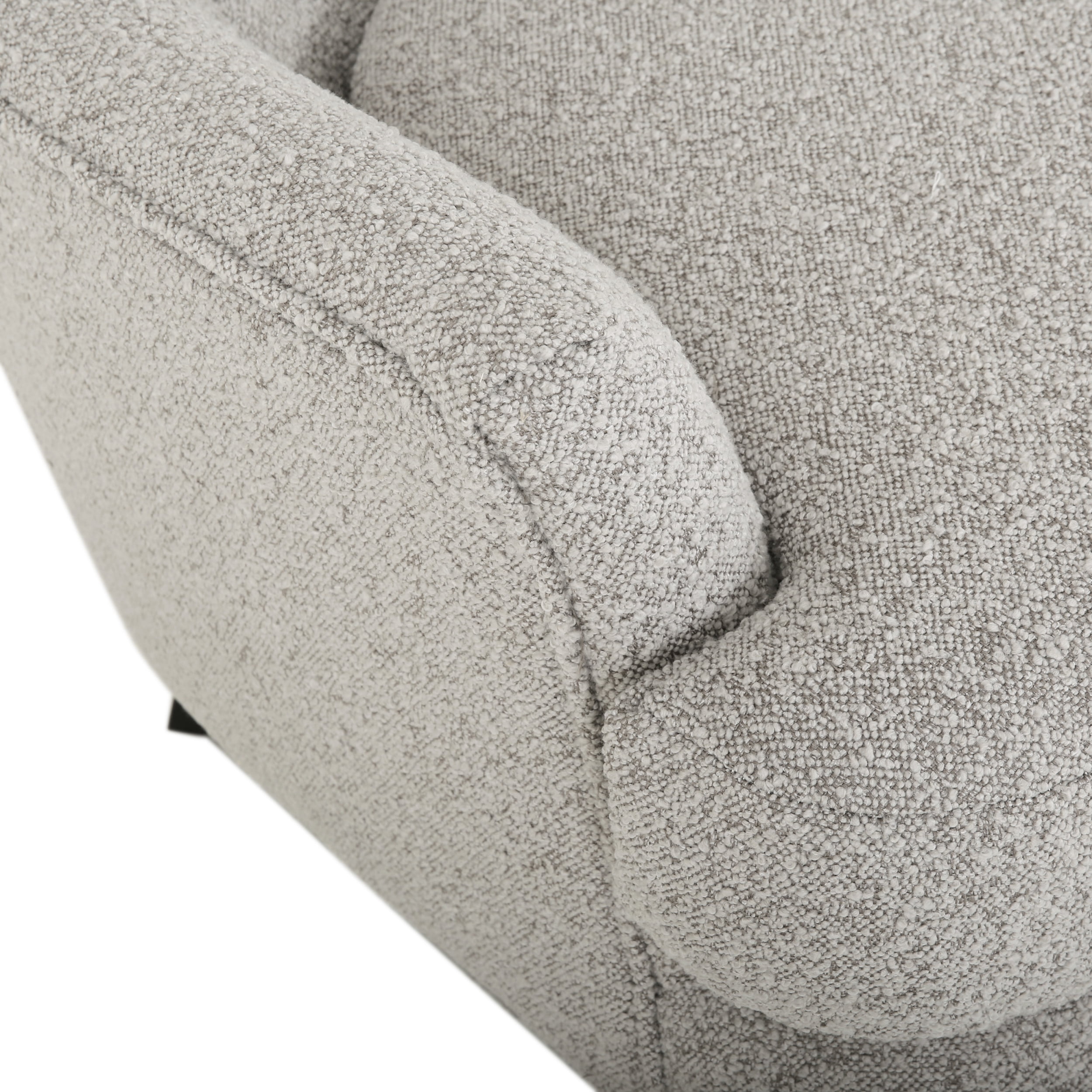 Noble House Willey Boucle Upholstered Club Chair and Ottoman Set, Stone and Matte Black