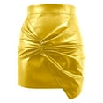 thumbnail image 4 of KHONTS Women's Casual Plain Skirts Pleat PU Leather Bodycorn Mini Skirts Yellow XL, 4 of 9