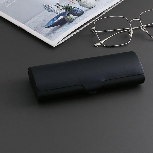 BR Estuche de gafas de aluminio negro, estuche rígido de metal duradero para gafas de lectura (1 unidad)