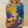 thumbnail image 2 of Penkiiy Blouse Carnaval Manches 3/4 Chemise de Printemps Quotidienne Tee Imprimé Masque Blouse Mardi Gras Col Rond 2024 Tee Tunique Habillée 5TG Multicolore, 2 of 5