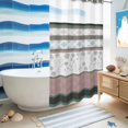 thumbnail image 5 of No Hook Shower Curtain, Grey Stripes Abstract Shower Curtains for Bathroom with See Through Top Window, Geometric Spring Flowers Country Waterproof & Washable Bath Curtain Stand Up Stall 36"x72", 5 of 9