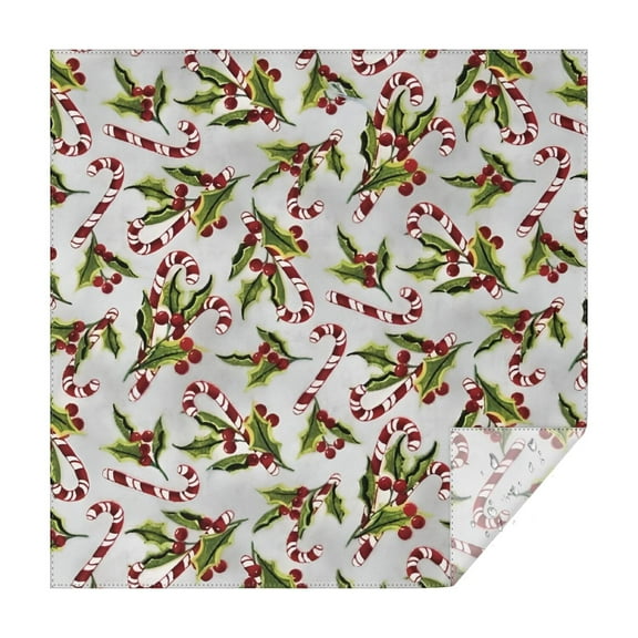 White Christmas Candy Cane Pattern Square Tablecloth,Waterproof Square Table Cover,Wipeable Spillproof Washable Table Cover for Home Kitchen Party Decor 42"X42"(107x107cm)