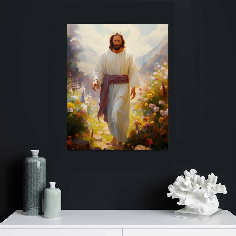 ONETECH  Jesus Wall Art Painting Picture, Framed Christian God Canvas Print Poster Decor for Living Roo