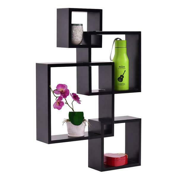 Floating Shelf Wall Mounted 4 Sets Of Intersecting Squares Home Decor Furniture 