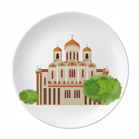 

Russia National Symbol Landmark Illustration Plate Decorative Porcelain Salver Tableware Dinner Dish