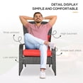 thumbnail image 4 of Chaise Adirondack d'Extérieur en Osier avec Coussins Rouges, Chaise Longue Muskoka en Rotin PE Toutes Saisons avec Cadre en Acier pour Patio, Jardin, Cour Arrière, au Bord de la Piscine et Foyer, 25,6 Pouces L x 31,5 Pouces P, 4 of 7