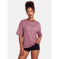 thumbnail image 3 of LMLYSoH Women's Summer T-Shirt Casual Loose Fit Stylish Striped Crew Neck Short Sleeve Drop Shoulder Tops, 3 of 8