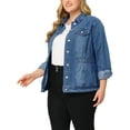 thumbnail image 4 of Agnes Orinda Women's Plus Size Fashion Outerwear Long Sleeve Button Denim Jacket 2X Denim Blue, 4 of 6