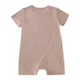 thumbnail image 3 of WERYOUNG Girls Boys Bodysuits Spring Summer Short Sleeve Solid Color Sleep And Play Rompers Kids Trendy Onesie，Brown，0-3 Months, 3 of 8