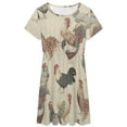 thumbnail image 3 of Chicken Pattern Short Sleeve Dress Women Summer Evening Dresses Ladies Sundress, 3 of 7