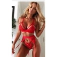 thumbnail image 3 of Conjunto de lencería sexy de 3 piezas con escote en V profundo y tirantes en la cadera, estilo europeo y americano, 3 of 5