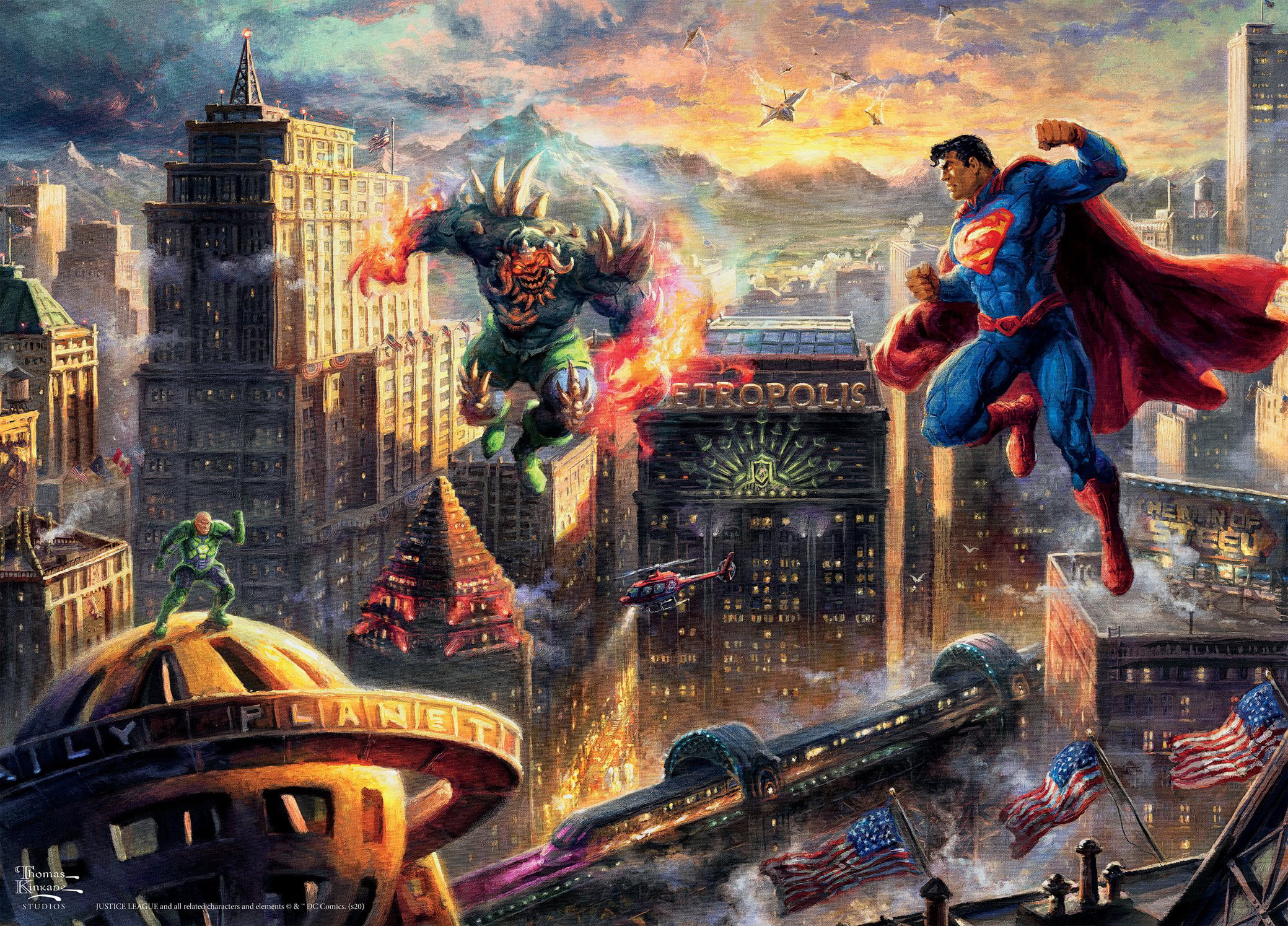 Thomas Kinkade DC Comics Justice League Showdown Gotham Pier 1000 Piece Puzzle 