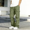 thumbnail image 6 of ATOGUTA Cargo Sweatpants for Boys Wide Leg School Uniform Pants Kids Elastic Waist Flowy Summer Beach Lounge Trousers with Pockets Size 7-16, Green, 6 of 7