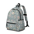 thumbnail image 2 of Football and Flower Slateblue Pattern Cute School Backpack with Padded Back and Adjustable Shoulder Straps 13.4"x11"x4.7", 2 of 5