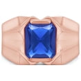 thumbnail image 2 of AFFY 8x10 mm Simulated Birthstone Men's Ring Blue Sapphire In 14K Rose Gold Plated 925 Sterling Silver. Ring Size 11, 2 of 6
