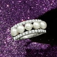 thumbnail image 4 of Ross-Simons 4.5mm Cultured Pearl and 1.00 ct. t.w. White Topaz Ring in Sterling Silver, Women's, Adult, 4 of 7