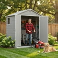 thumbnail image 3 of Homall 6x4ft Outdoor Plastic Storage Shed with Window,Weather-Resistant, Easy Assembly, Wood-Effect Garden Tool House,Light Gray, 3 of 8