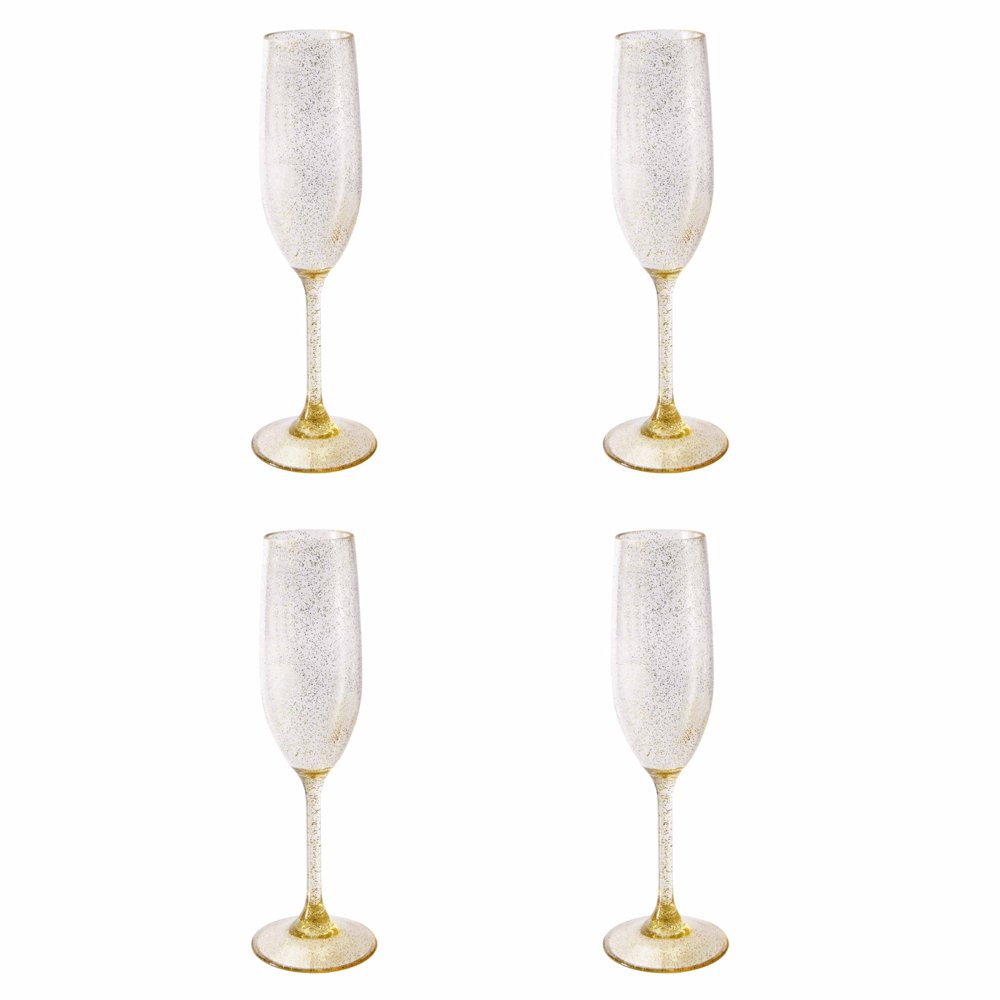 Mainstays Acrylic Gold Confetti Glitter Champagne Flute, Set of 4, 8