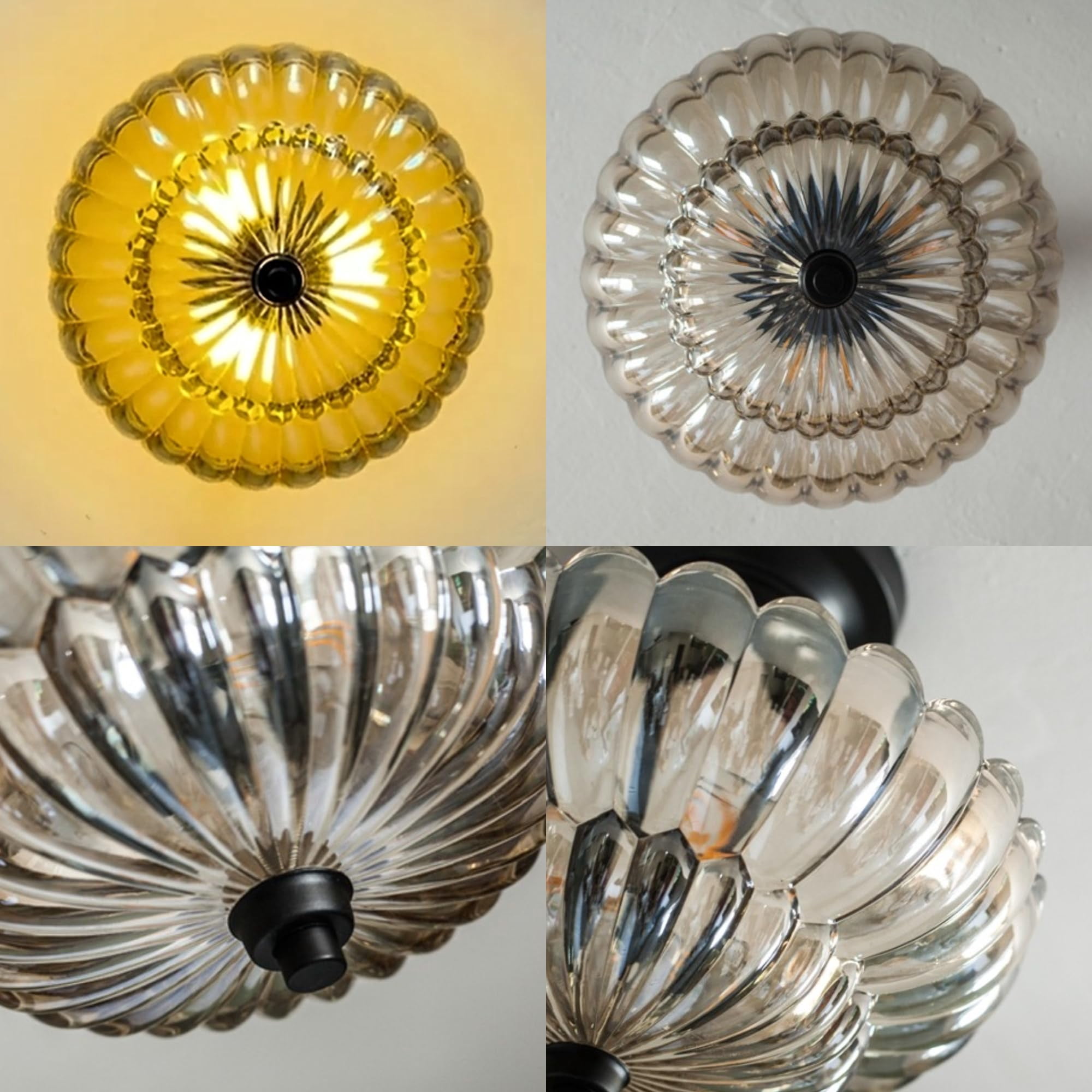 Kiven 11.8in Flush Mount Ceiling Light Fixture Dimmable, 3-Light Anti Glare Close to Ceiling Light with 15FT Plug-in Cord, Modern Glass Chandelier for Bedroom Kitchen Island Hallway