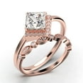 thumbnail image 3 of Boho & hippie 2.00 Carat Princess Cut Diamond Moissanite Dainty Engagement Ring, Classic Wedding Ring, One Matching Band in 925 Sterling Silver With 18k Rose Gold Plating, Gift For Her, 3 of 4
