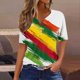 thumbnail image 2 of Blusas de Verano de las Mujeres Casual Gradiente Manga Corta V-Cuello Superior, Ligera Imitación de Tela de Estante para la Primavera Y el Verano Diario Y de Fiesta, 2 of 7
