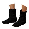 thumbnail image 3 of UngA Women Boots Stylish Comfortable Buckle Decor Suede Low Heel Zip Up Snow Boots for Warmth and Fashion Tall Design Shoes for Winter Outdoor Footwear Boots for Women Mid Calf Black,Size 8.5, 3 of 7