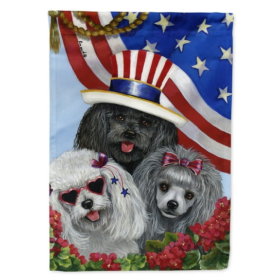 Carolines Treasures PPP3152CHF Poodle USA Flag Canvas House Size  Large multicolor