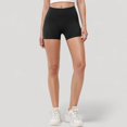 thumbnail image 2 of Women's High Waist Workout Shorts with Side Pockets and Seam-Contoured Fit for Flexible Movement - Small, Black, 2 of 5