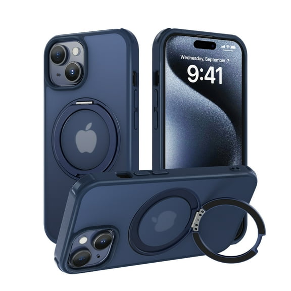 for iPhone 14 Magnetic Case with Invisible Stand, [Military Grade Drop Protection] [MagSafe Compatible] Slim Translucent Ring Case for Men & Women for iPhone 14, Blue