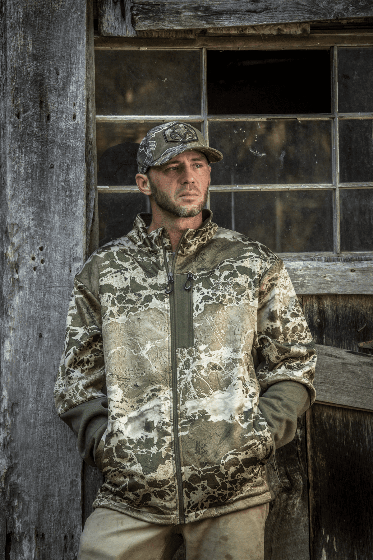 Realtree Men's Hybrid Techshell Hunting Jacket , Realtree Wav3X, Size Medium