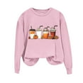 thumbnail image 2 of Sweatshirts for Women Thanksgiving Printed Loose Casual Long Sleeved Hooded Sweatshirt,Sweatshirts for Women Pink, 2 of 4