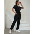 thumbnail image 4 of EILLY BAZAR Jumpsuit for Women Flap Pocket Knot Front Short Sleeve Female Jumpsuit Black S, 4 of 4
