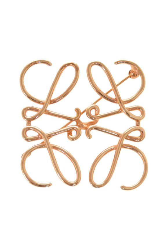 Pre-Owned Loewe Anagram Pink Gold Metal Brooch Accessory 0035 LOEWE