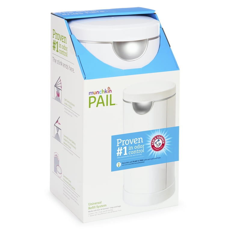 Munchkin PAIL Baby Diaper Pail Powered by Arm Hammer White