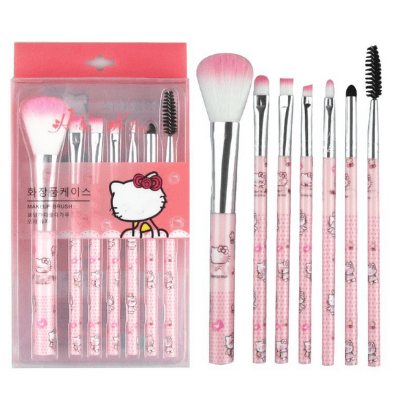 7-Piece Hello Kitty Cute Cartoon Makeup Brush Set, Blush Eyebrow Lip Eyeshadow Brushes, Beauty Tools with Gift Box, Perfect for Girls