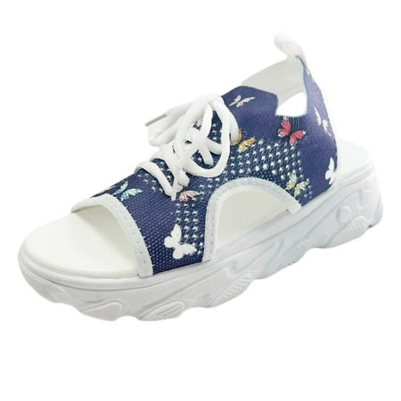 Jungdeepe Women Shoes Thick Soled Sandals Fashion Lace Up Fish Mouth Women Water Sandals Sandals Womens Dressy Women s Sandals Size 9 Wide Pineapple Sandals for Women Shoes Women Sandals Leather