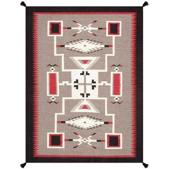Pasargad Home Tuscany Collection Reversible Wool Mocha Area Rug- 5' 1'' X 6' 9''